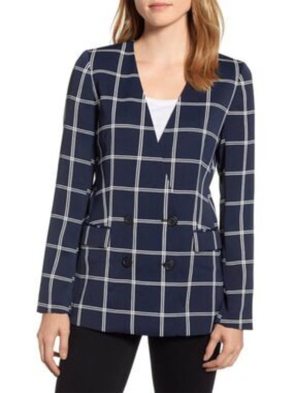 J.Crew Navy Windowpane Plaid Blazer